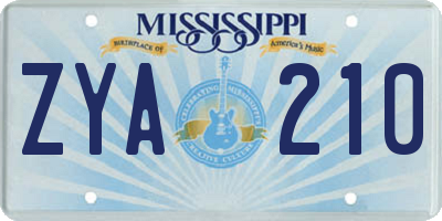 MS license plate ZYA210