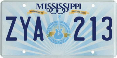 MS license plate ZYA213