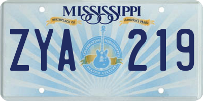 MS license plate ZYA219
