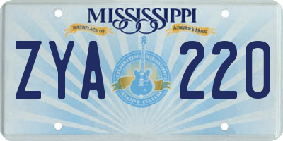 MS license plate ZYA220