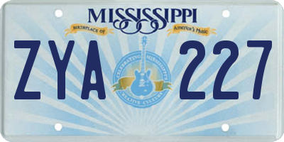 MS license plate ZYA227