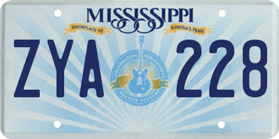 MS license plate ZYA228