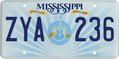 MS license plate ZYA236