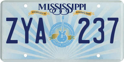 MS license plate ZYA237