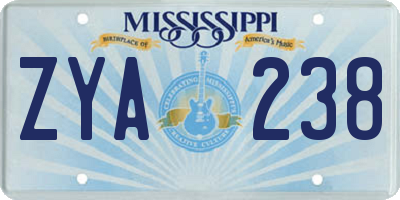 MS license plate ZYA238