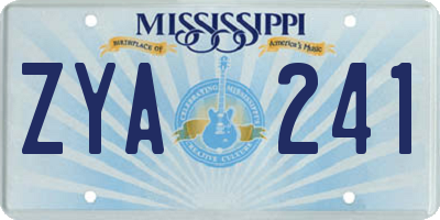 MS license plate ZYA241