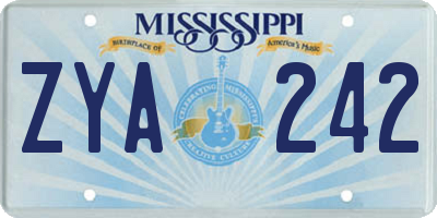MS license plate ZYA242