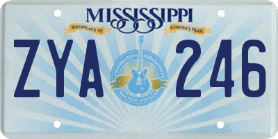 MS license plate ZYA246
