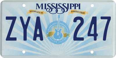 MS license plate ZYA247