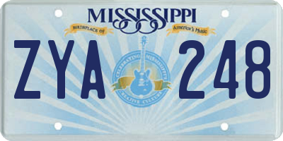 MS license plate ZYA248