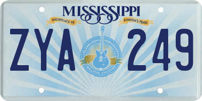 MS license plate ZYA249
