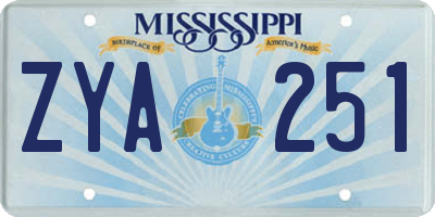MS license plate ZYA251