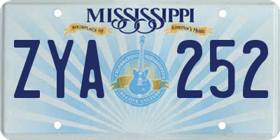 MS license plate ZYA252