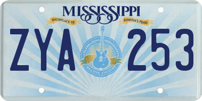 MS license plate ZYA253