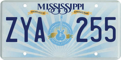 MS license plate ZYA255