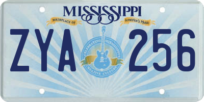 MS license plate ZYA256
