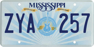 MS license plate ZYA257