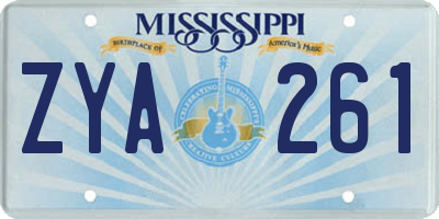 MS license plate ZYA261