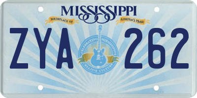 MS license plate ZYA262