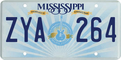 MS license plate ZYA264