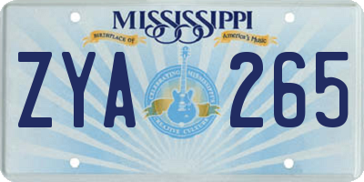 MS license plate ZYA265