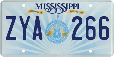 MS license plate ZYA266