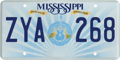 MS license plate ZYA268