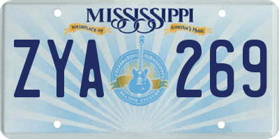 MS license plate ZYA269