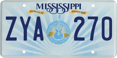 MS license plate ZYA270