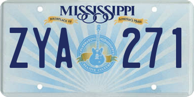 MS license plate ZYA271