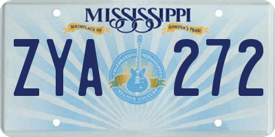 MS license plate ZYA272