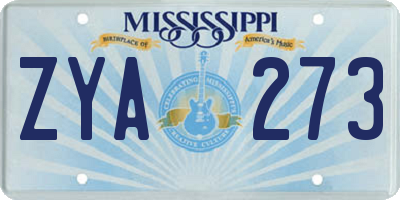 MS license plate ZYA273