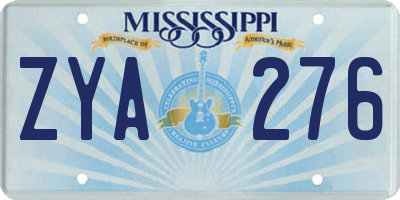 MS license plate ZYA276