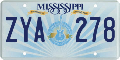 MS license plate ZYA278