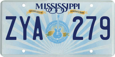 MS license plate ZYA279