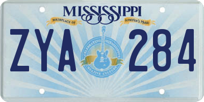 MS license plate ZYA284