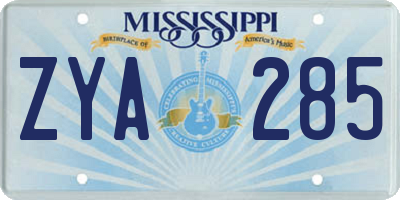 MS license plate ZYA285