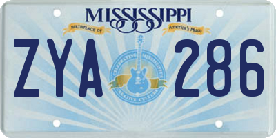 MS license plate ZYA286