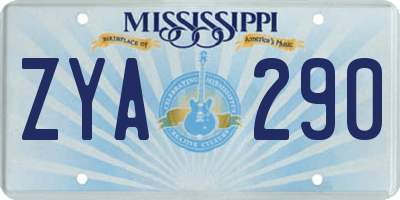 MS license plate ZYA290