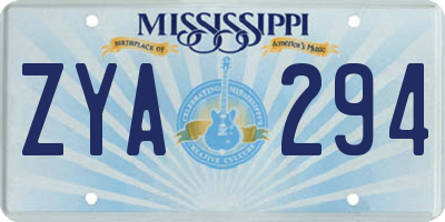 MS license plate ZYA294