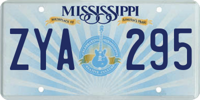 MS license plate ZYA295
