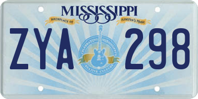 MS license plate ZYA298