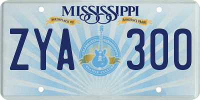 MS license plate ZYA300