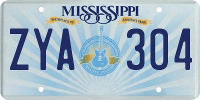 MS license plate ZYA304