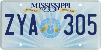 MS license plate ZYA305