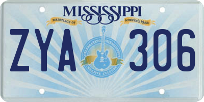 MS license plate ZYA306