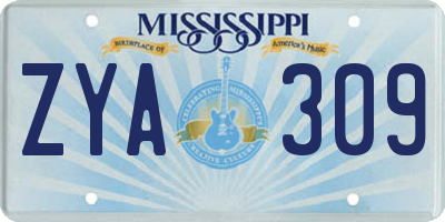 MS license plate ZYA309