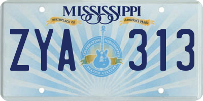 MS license plate ZYA313