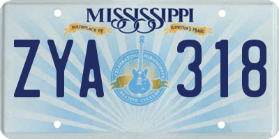 MS license plate ZYA318