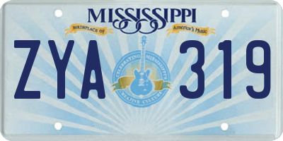MS license plate ZYA319